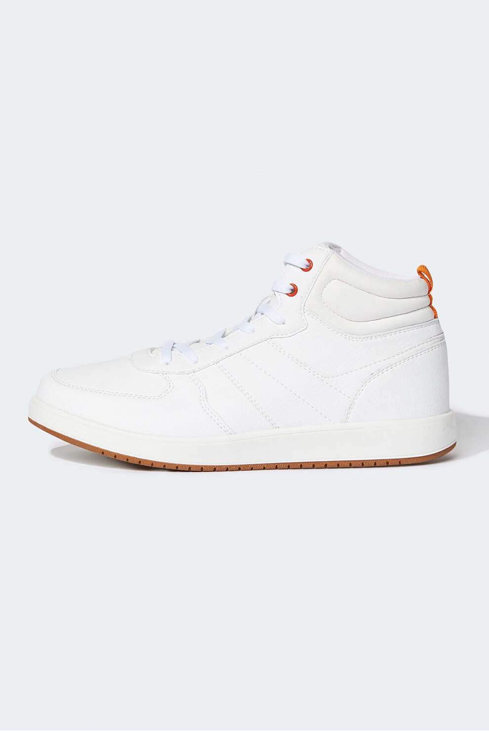 DeFacto, Pantofi sport mid-high din piele ecologica, Alb prafuit