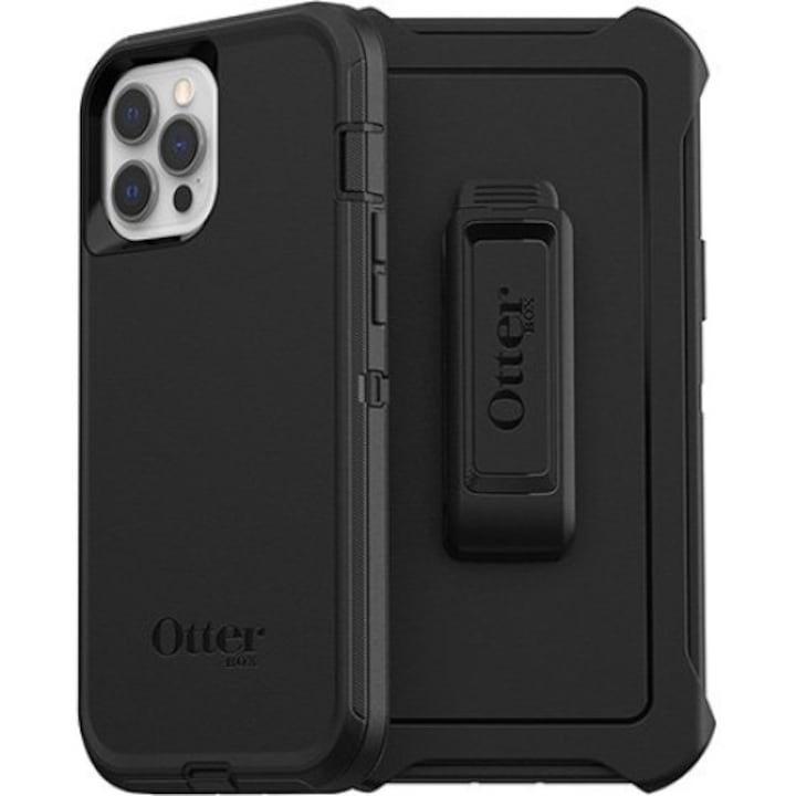 Apple iPhone 12 / 12 Pro OtterBox Defender többrétegű ütésálló műanyag hátlap tok, Fekete