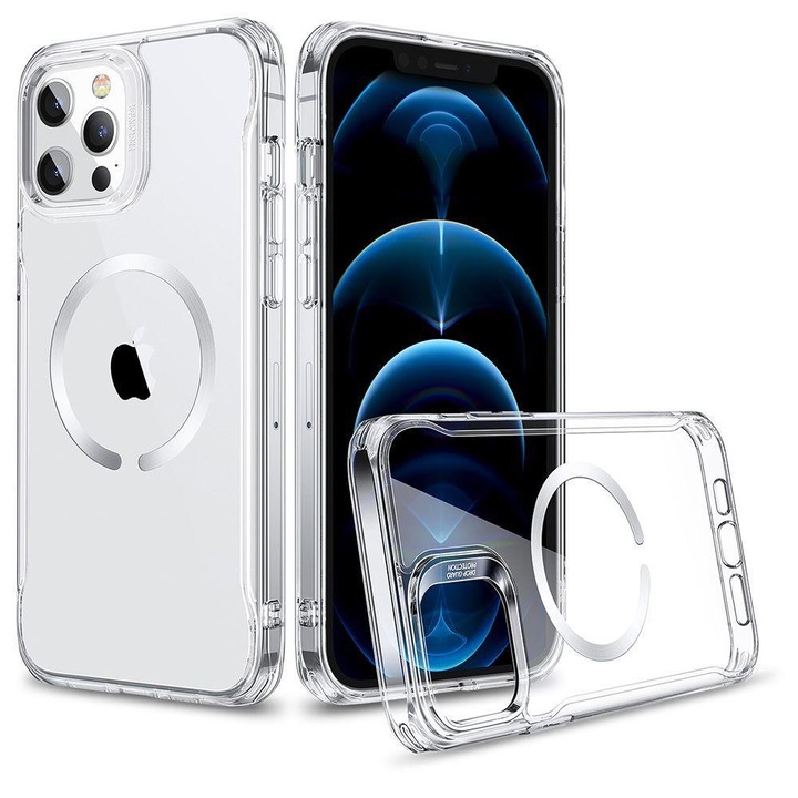 Apple iPhone 12 / 12 Pro ESR CH Halolock Magsafe ütésálló hátlap tok, Átlátszó