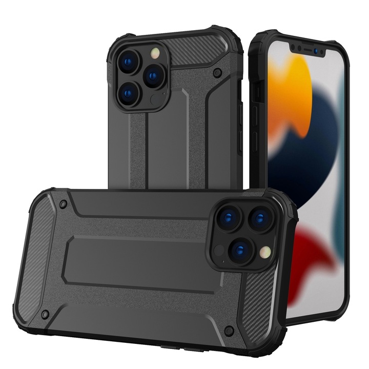 Hybrid Armor tok, iPhone 13 Pro-hoz, fekete