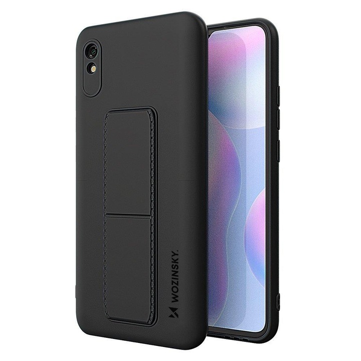 Xiaomi Redmi Note 9S / Note 9 Pro Wozinsky Kickstand Case rugalmas szilikon tok mágneses kitámasztóval, Fekete