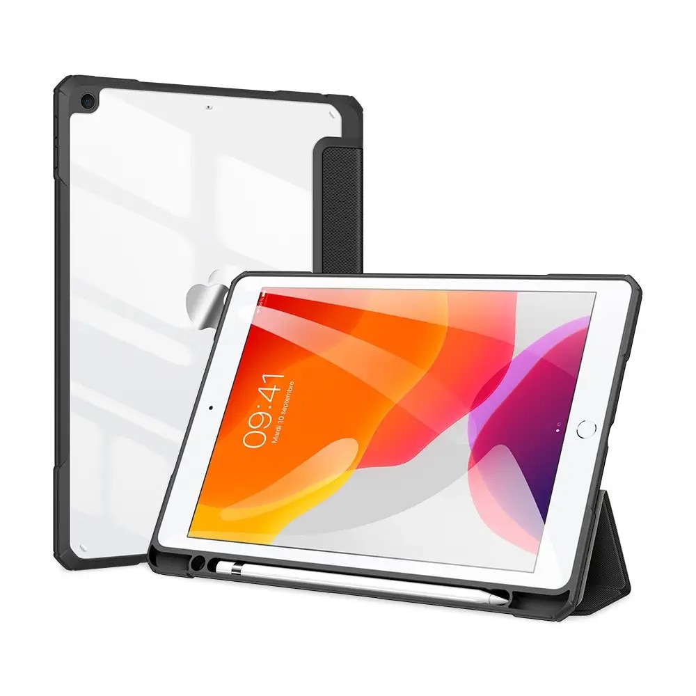Husa pentru iPad 7/8 (10.2"), DuxDucis, Piele, Negru