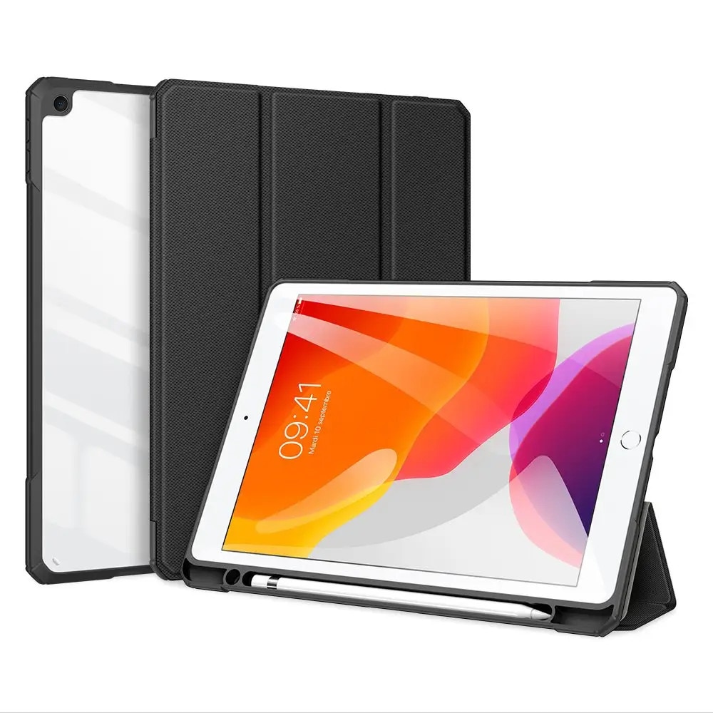 Husa pentru iPad 7/8 (10.2"), DuxDucis, Piele, Negru