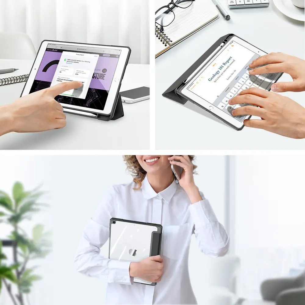 Husa pentru iPad 7/8 (10.2"), DuxDucis, Piele, Negru