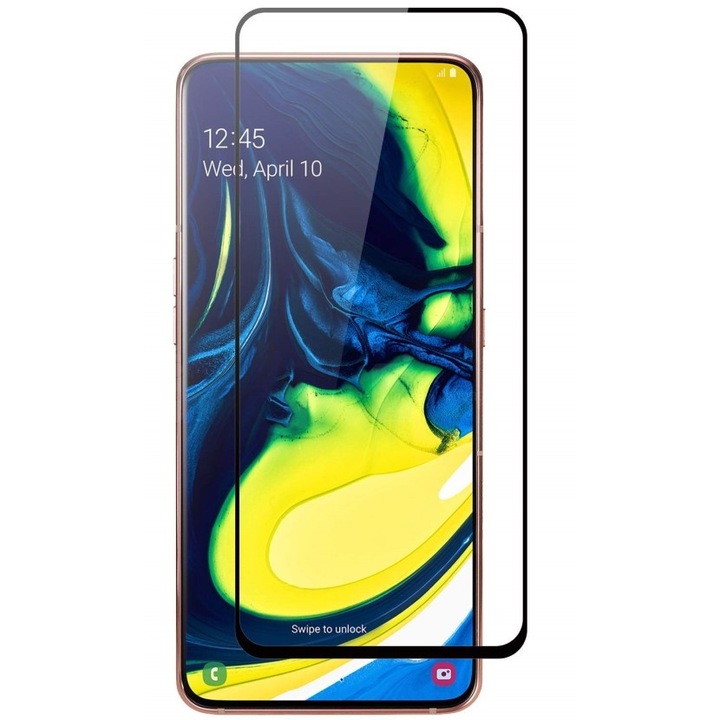 Стъклен протектор Samsung Galaxy A90, A80, A908B, 2019, FullFace версия, Черен