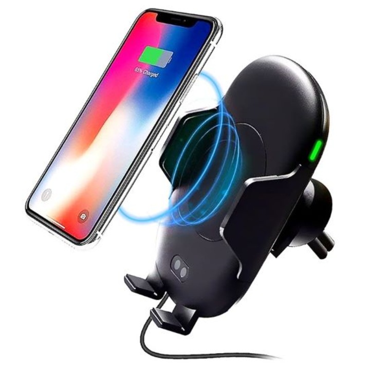 Telefontartó Digital One SP01039, C10, Autóhoz, Műszerfalhoz, Beépített vezeték nélküli töltővel, Univerzális