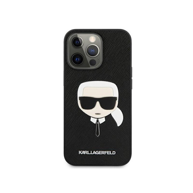 Husa Spate Karl Lagerfeld Compatibila Cu iPhone 13 Pro Max, Colectia Saffiano Karl Head, Negru - 027643