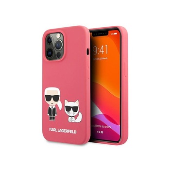 Husa Spate Karl Lagerfeld Compatibila Cu iPhone 13 Pro, Colectia Karl Si Choupette Silicon, Roz - 027155 Husa Spate Karl Lagerfeld Compatibila Cu iPhone 13 Pro, Colectia Karl Si Choupette Silicon, Roz - 027155