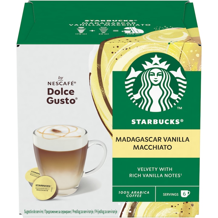 Кафе капсули Starbucks Madagascar Vanilla Macchiato от Nescafe Dolce Gusto, 12 капсули, 6 напитки, 132 гр