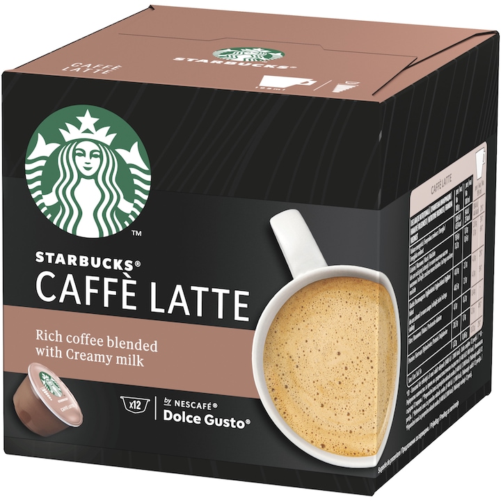 Capsule cafea Starbucks Caffe Latte by Nescafé Dolce Gusto, 12 capsule, 121.2g