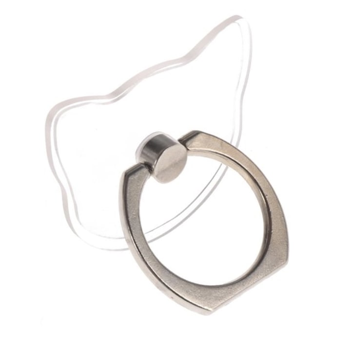 Универсална залепваща опора за стойка, за гърба на телефона, 360 пръстена тип пръстен, форма на котка, прозрачен
