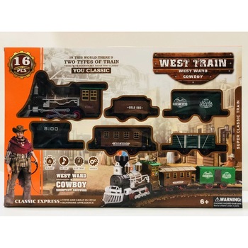 Trenulet cu lumina si muzica, cu sina de jucarie pentru copii, cowboy din Vestul Salbatic, 134 x 74 cm dimensiune sina Trenulet cu lumina si muzica, cu sina de jucarie pentru copii, cowboy din Vestul Salbatic, 134 x 74 cm dimensiune sina