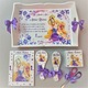 Set 6 articole pentru aniversare 1An,Tavita Mot ,model Printesa Rapunzel,Personalizat,Multicolor