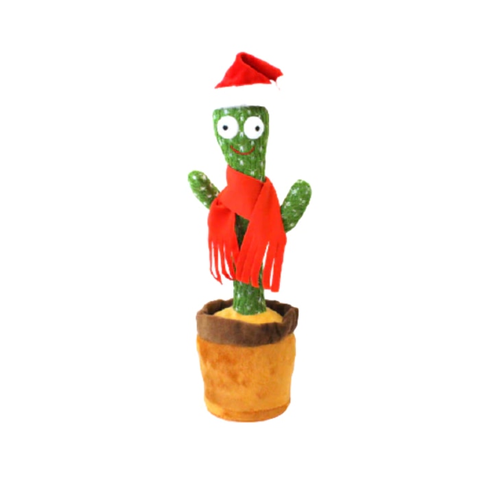 Cactus Vorbitor si Dansator 37cm, cu costumas de craciun, teleMAG