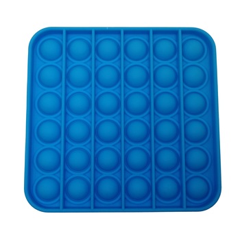 Jucarie antistres, Pop it, silicon, patrat, 12.5 cm, albastru Jucarie antistres, Pop it, silicon, patrat, 12.5 cm, albastru