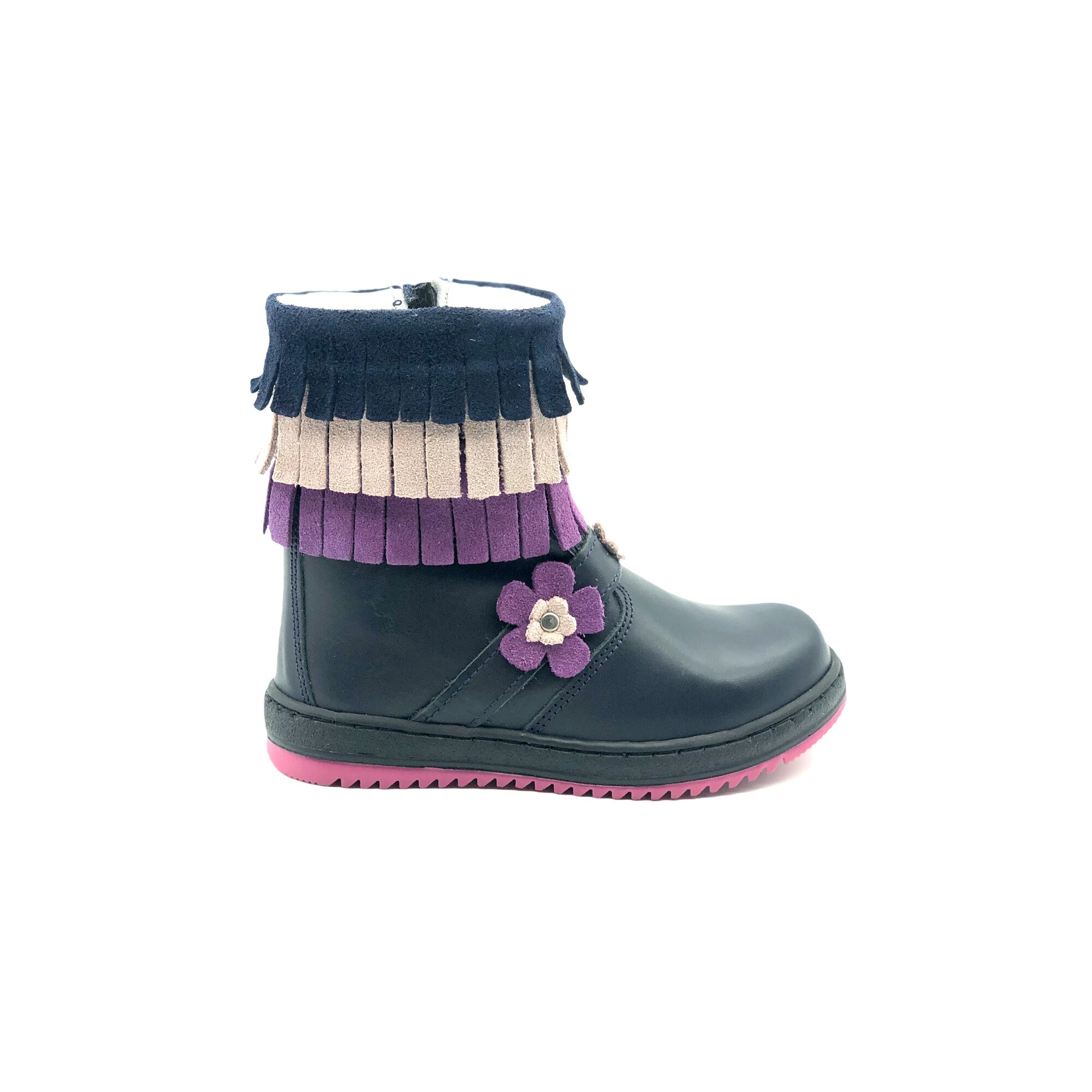 Cizme copii Sibel Bebe EVO928, ortopedice, piele naturala, imblanite, Negru