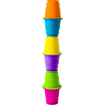 Jucarie sortare Fat Brain - Suction Kupz, Set 6 cupe de silicon colorate Jucarie sortare Fat Brain - Suction Kupz, Set 6 cupe de silicon colorate