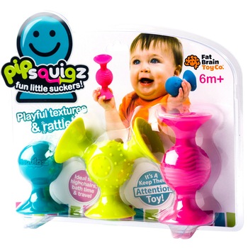 Jucarii zornaitoare Fat Brain - Pipsquigz, Forme de silicon cu ventuze Jucarii zornaitoare Fat Brain - Pipsquigz, Forme de silicon cu ventuze