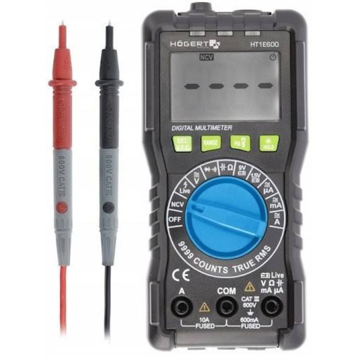 Multimetru digital utilizat pentru diagnosticarea si detectarea componentelor electrice defecte HT1E600 Hogert