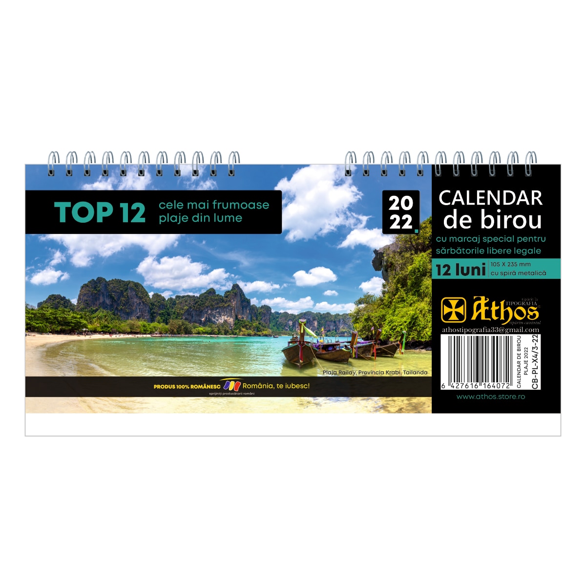 Calendar de birou 2022, TOP 12 cele mai frumoase plaje din lume, 23,5 x 10,5 cm