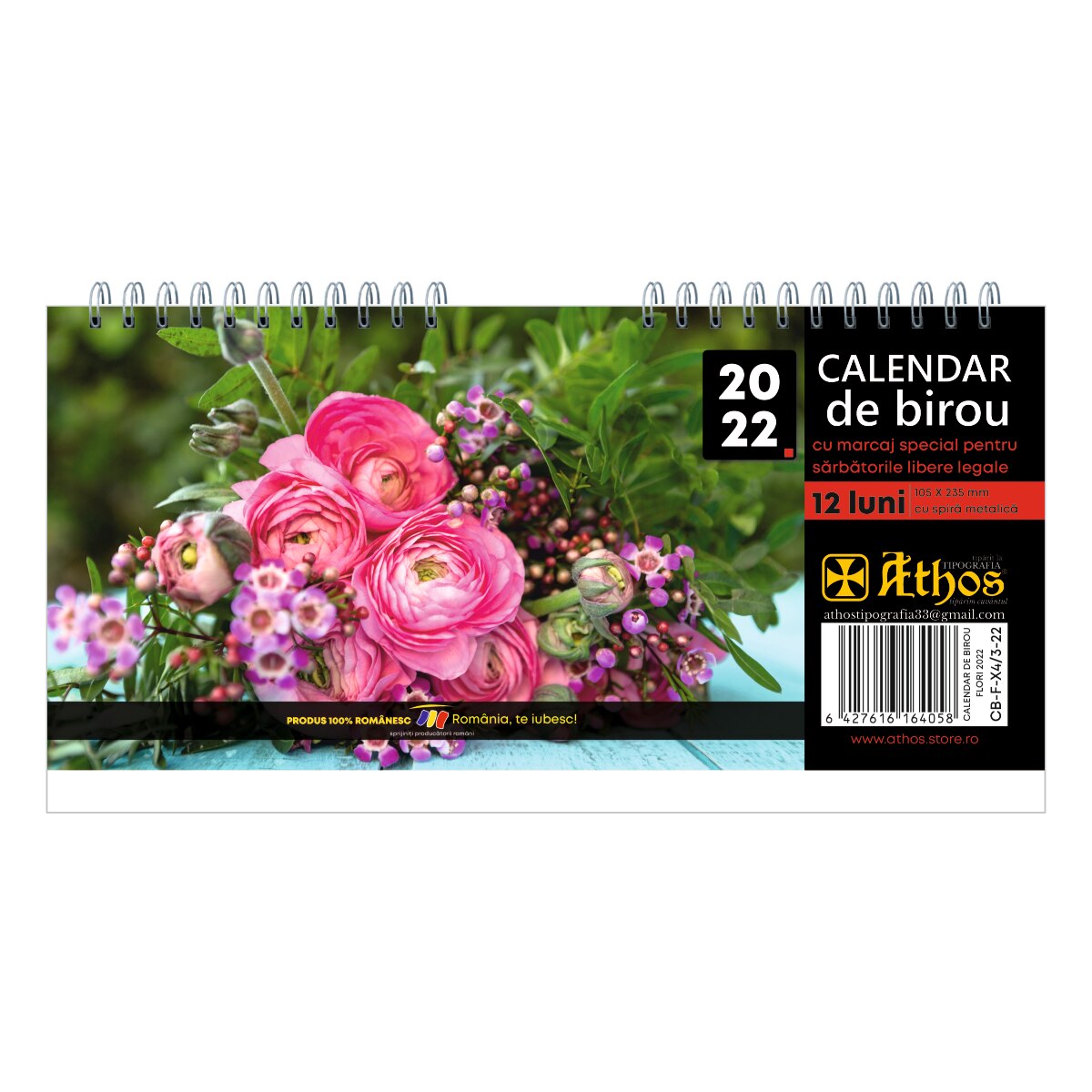 Calendar de birou 2022, Flori in buchet, 23,5 x 10,5 cm