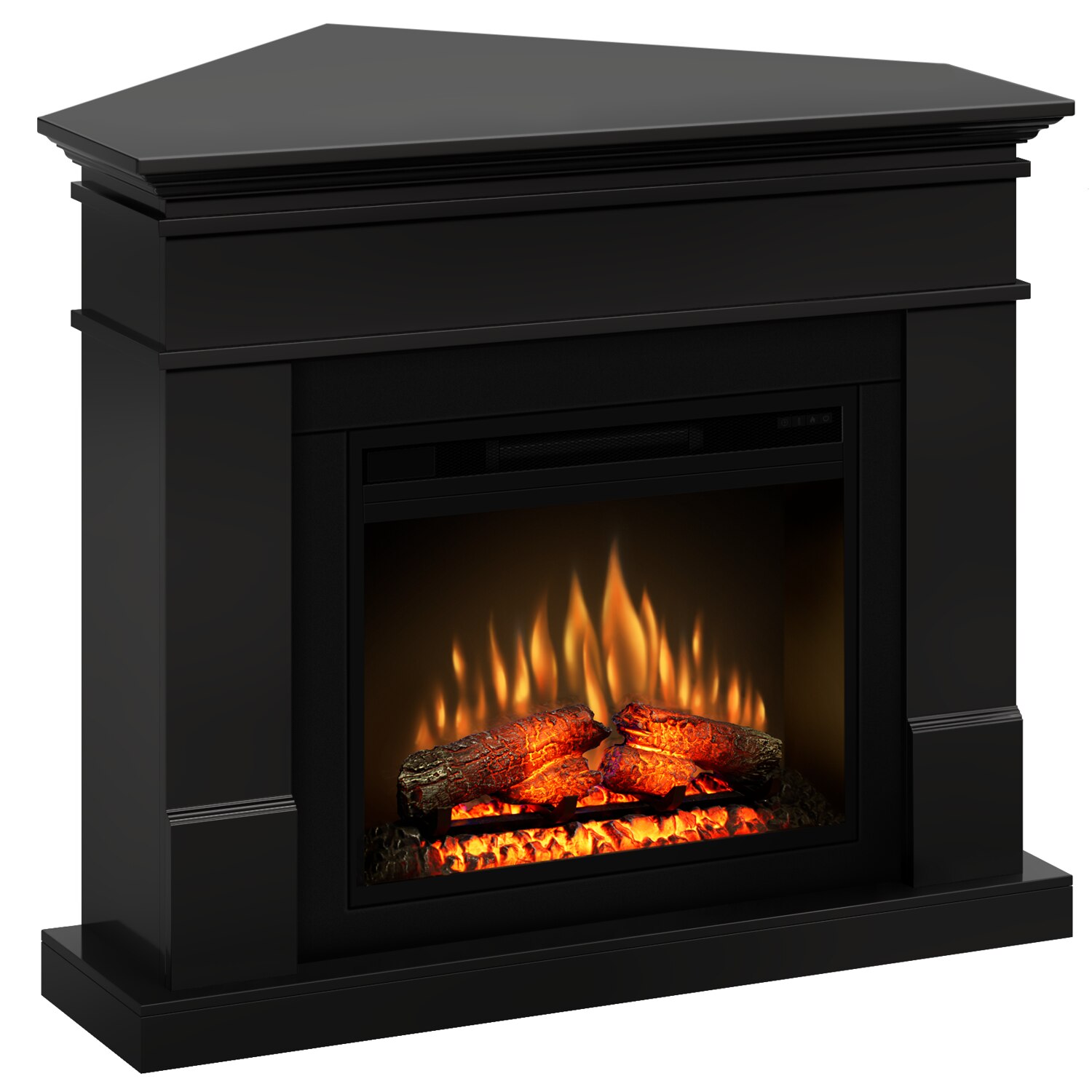 Semineu Lisabona colt black cu focar ECOFLAME 23