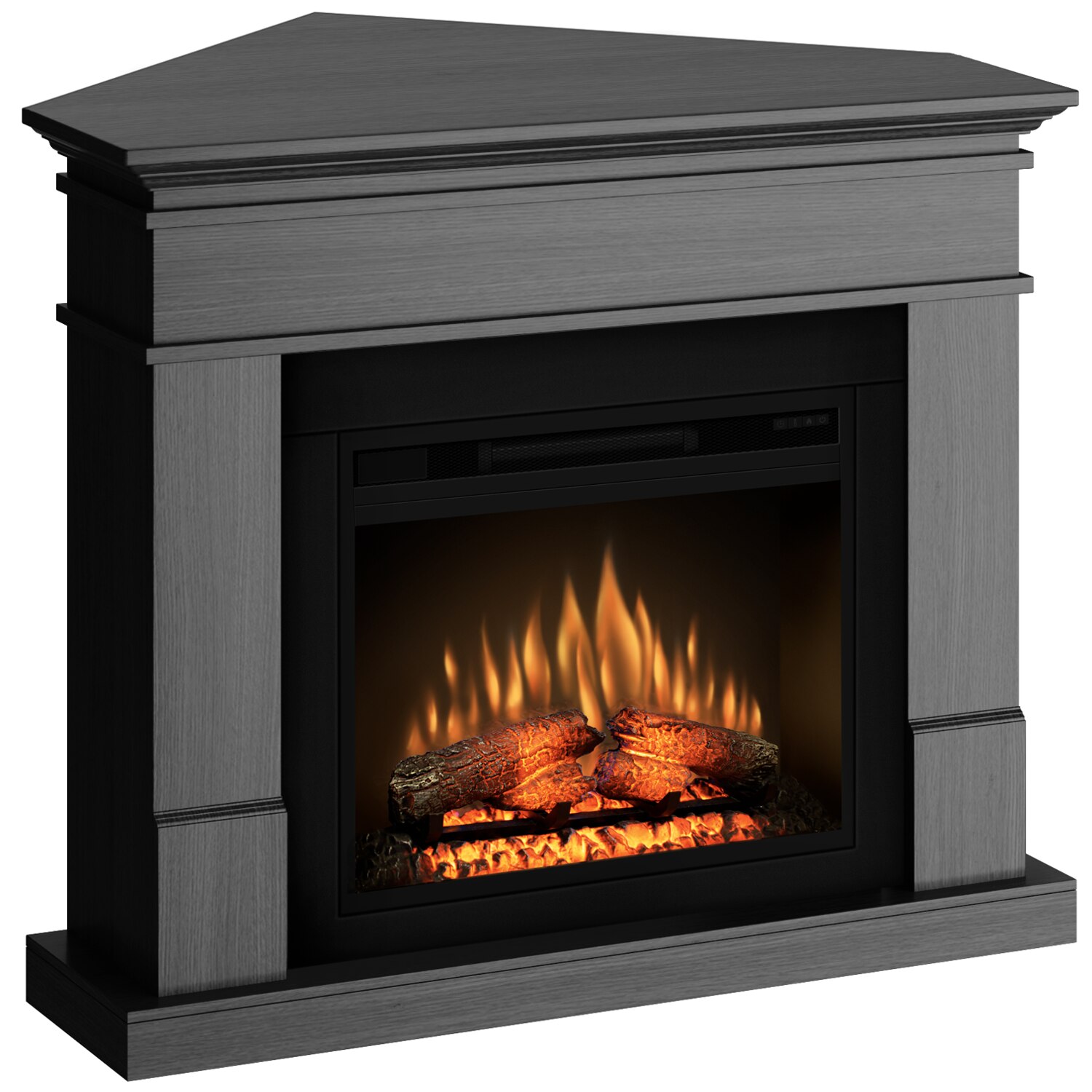 Semineu Lisabona colt ash grey cu focar ECOFLAME 23
