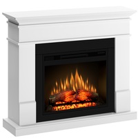 Semineu ECOFLAME PRO - Lisabona white 110 x 95 x 30cm, flacara 3D de 23 inci cu teme de culoare, incalzire infrared si sunet