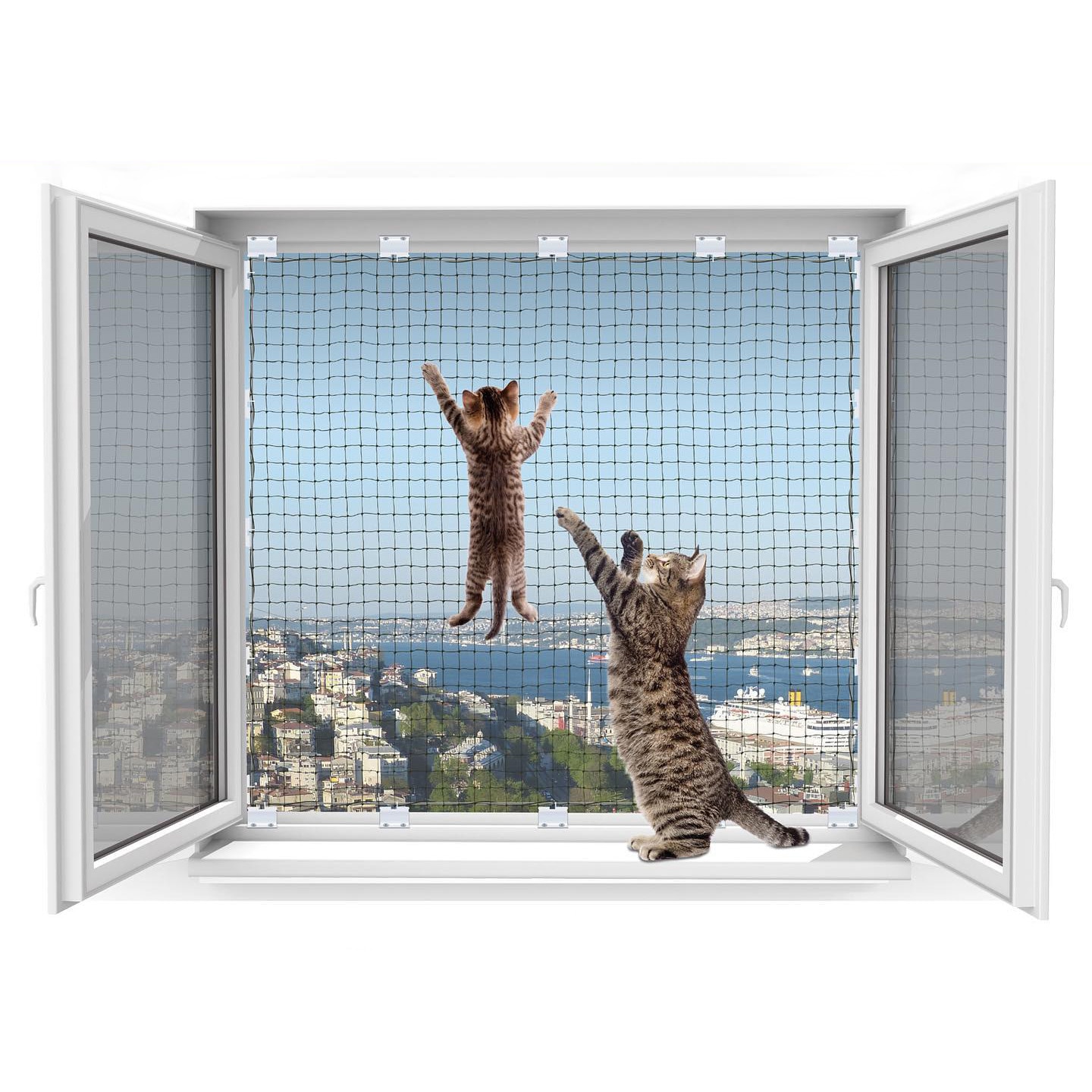 logic Blaze disguise Sistem de siguranta la ferestre, Winblock® PETS plasa pentru pisici, sarma  tesuta, culoare verde, 80 x 140 cm, profil interior alb - eMAG.ro