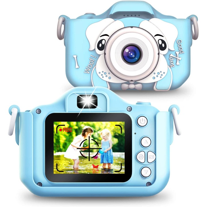 STELS W309 gyermek digitális fényképezőgép, digitális fényképező és videó kamera, 64 GB SD kártya, játékok, kék