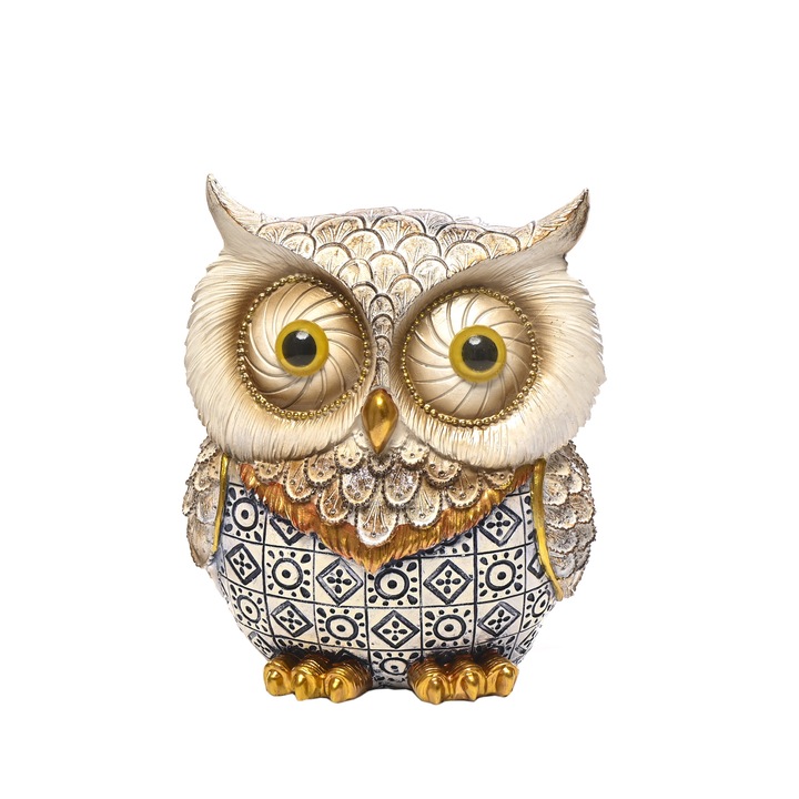 RDI Bagoly szobor, gyanta, 20 cm, kék