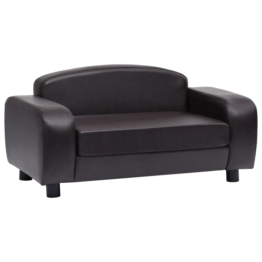 Canapea pentru caini, maro, 80 x 50 x 40 cm, piele ecologica