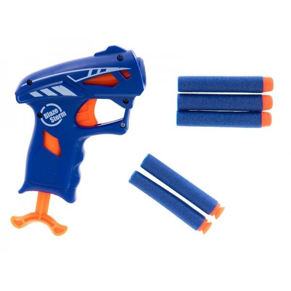 Pistol Blaze Storm cu 5 gloante din spuma, albastru