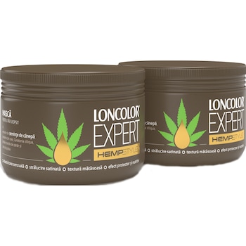 Pachet promo: Masca de par Loncolor Expert Hempstyle pentru par vopsit, 300 ml x 2 bucati Pachet promo: Masca de par Loncolor Expert Hempstyle pentru par vopsit, 300 ml x 2 bucati