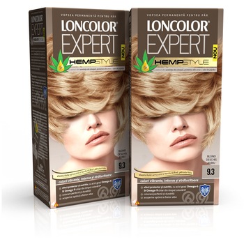 Pachet promo: Vopsea de par permanenta Loncolor Expert Hempstyle 9.3 Blond Deschis Auriu, 200 ml x 2 bucati Pachet promo: Vopsea de par permanenta Loncolor Expert Hempstyle 9.3 Blond Deschis Auriu, 200 ml x 2 bucati