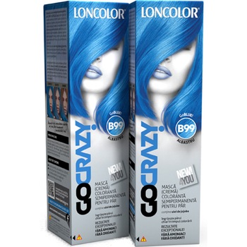 Pachet promo: Crema de par coloranta semi-permanenta fara amoniac Loncolor GoCrazy B99 GoBlue, 100 ml x 2 bucati Pachet promo: Crema de par coloranta semi-permanenta fara amoniac Loncolor GoCrazy B99 GoBlue, 100 ml x 2 bucati