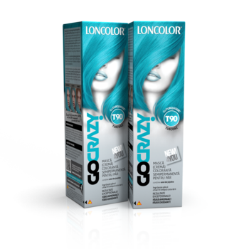 Pachet promo: Crema de par coloranta semi-permanenta fara amoniac Loncolor GoCrazy T90 GoTurquoise, 100 ml x 2 bucati Pachet promo: Crema de par coloranta semi-permanenta fara amoniac Loncolor GoCrazy T90 GoTurquoise, 100 ml x 2 bucati