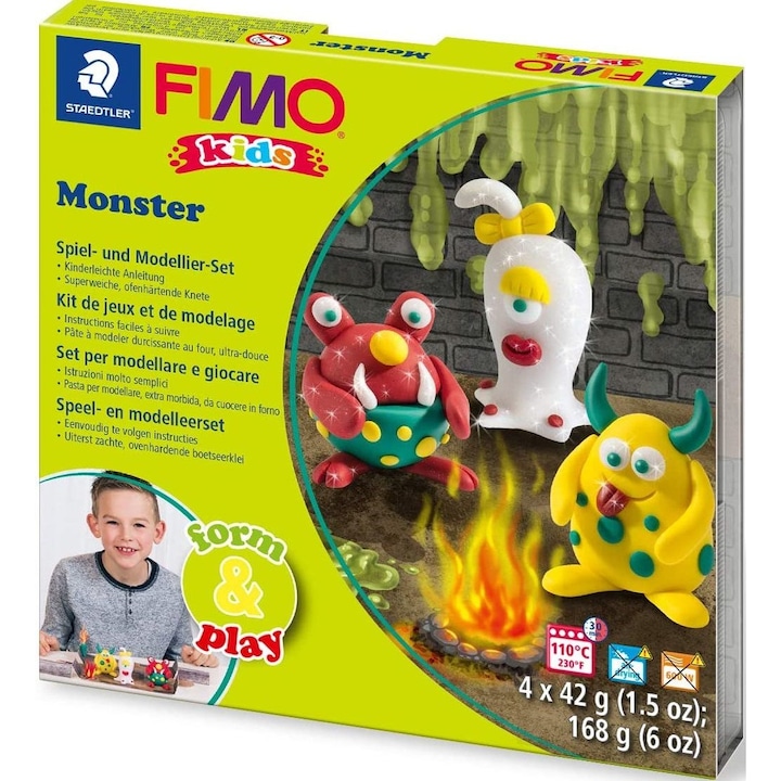 Комплект глина Staedtler Fimo Kids, 4 x 42g, Monster