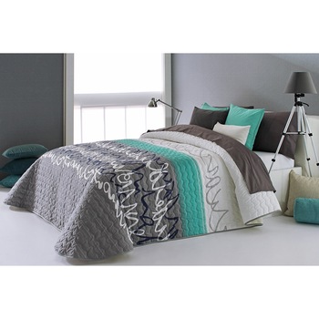 Set Cuvertura matlasata Joyce 2P si 2 perne decorative, Reig Marti, gri turcoaz, dimensiune 250 cm x 270 cm Set Cuvertura matlasata Joyce 2P si 2 perne decorative, Reig Marti, gri turcoaz, dimensiune 250 cm x 270 cm