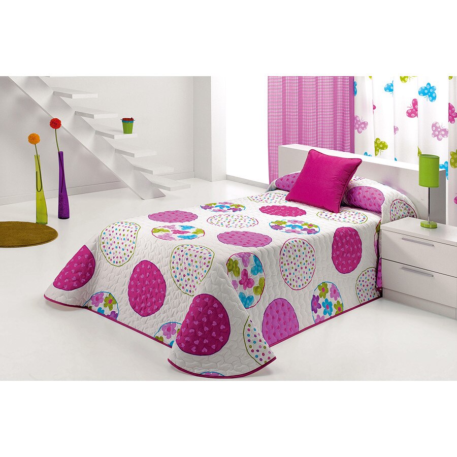 Set Cuvertura matlasata Candycor 2P si 1 perna decorativa, Reig Marti, multicolor, dimensiune 190 cm x 270 cm