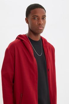 Trendyol, Hanorac fara inchidere, cu buzunare cu fermoar, Rosu Trendyol, Hanorac fara inchidere, cu buzunare cu fermoar, Rosu