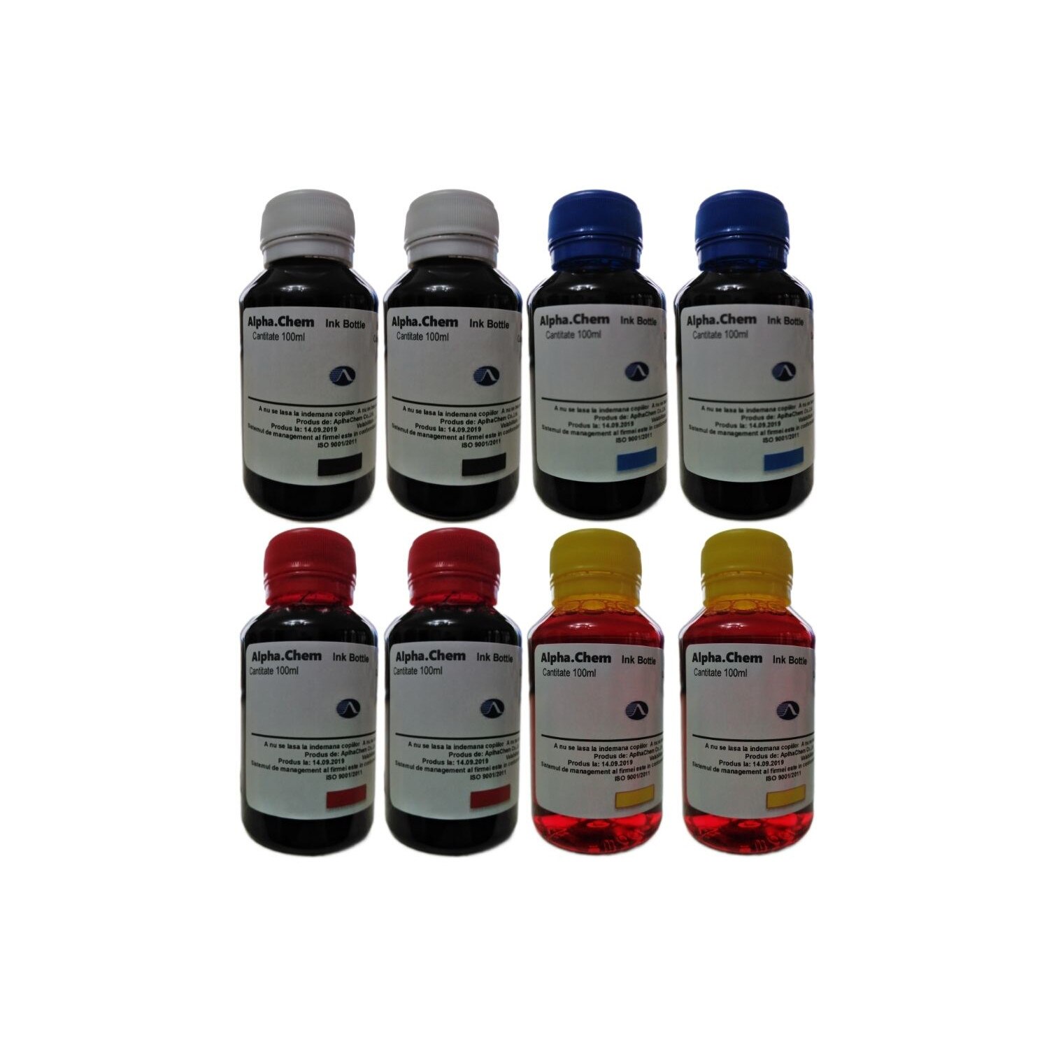Pachet Flacon Cerneala AlphaChem HP (10/11) 2x100ml C4844A Negru 2x100ml C4836A Cyan 2x100ml C4837A Magenta 2x100ml C4838A Galben