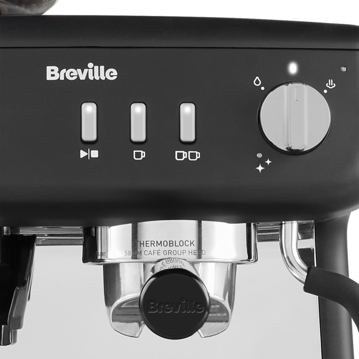 Espressor manual Breville Barista Max Plus VCF152X-01, 15 bari, 2.8 l, recipient de lapte 0.46l, 30 setari macinare, afisaj Led, negru