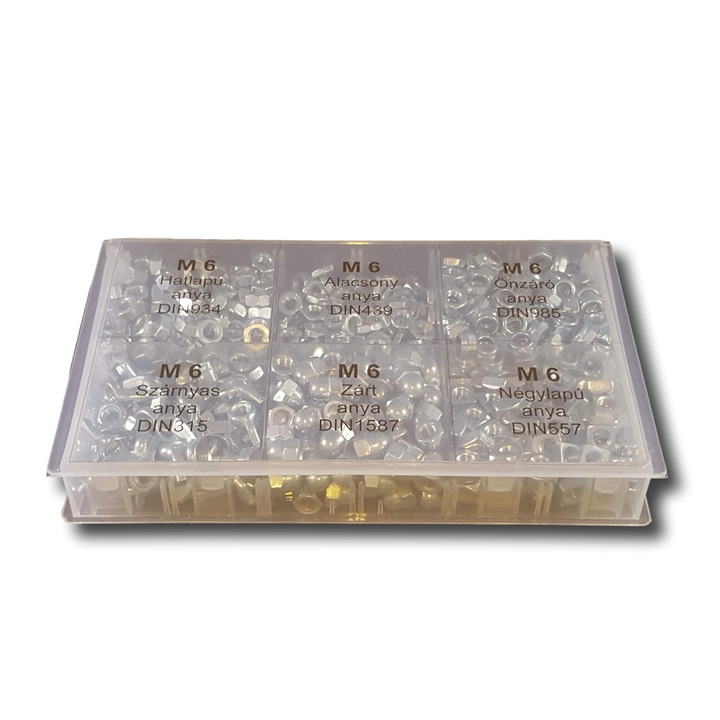 Csavaranyakészlet 560 Darabos Horganyzott , M6-os Méretben Különféle Típusú Anyákkal