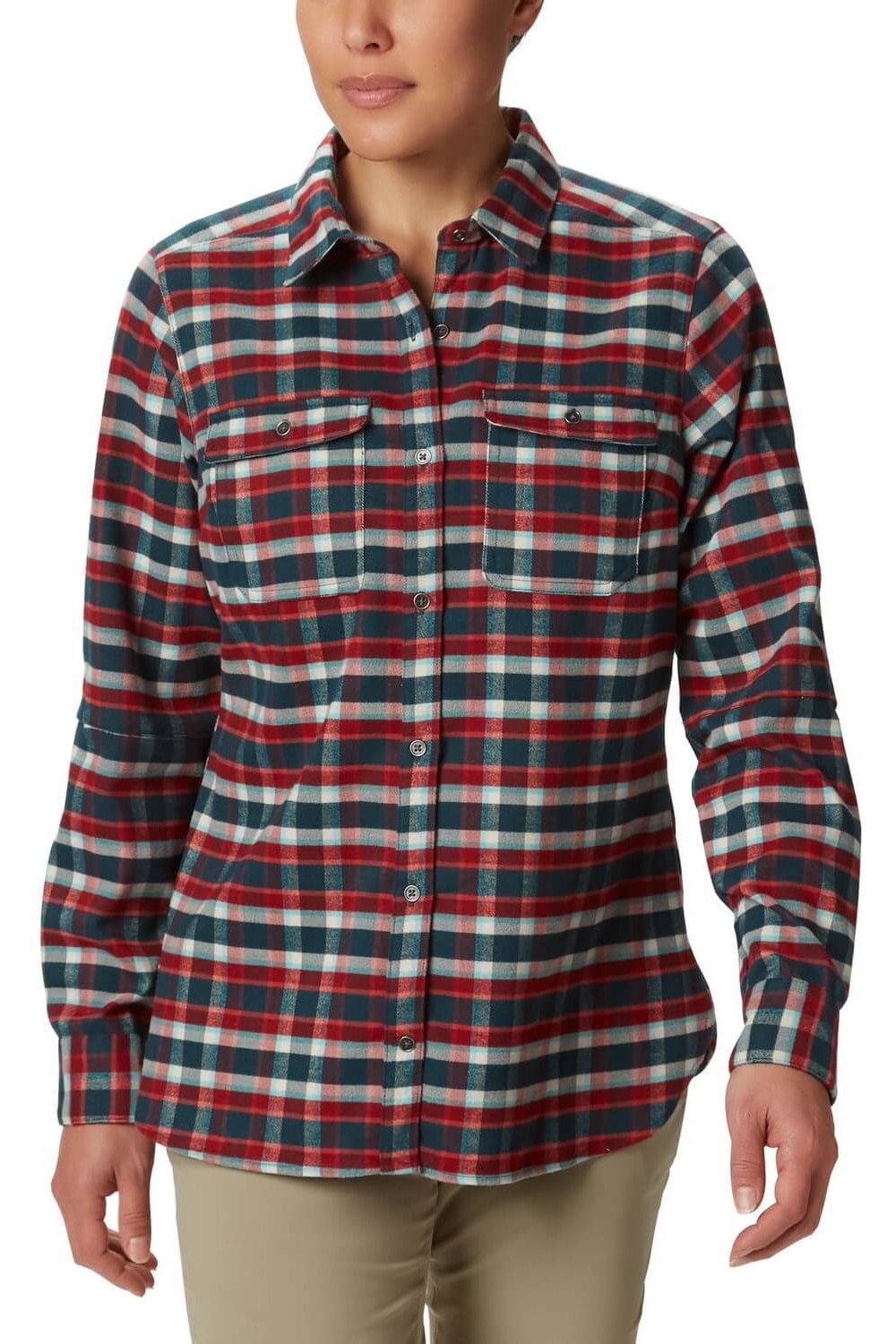 Camasa de dama, Columbia Bryce Canyon Stretch Flannel, Verde, Verde