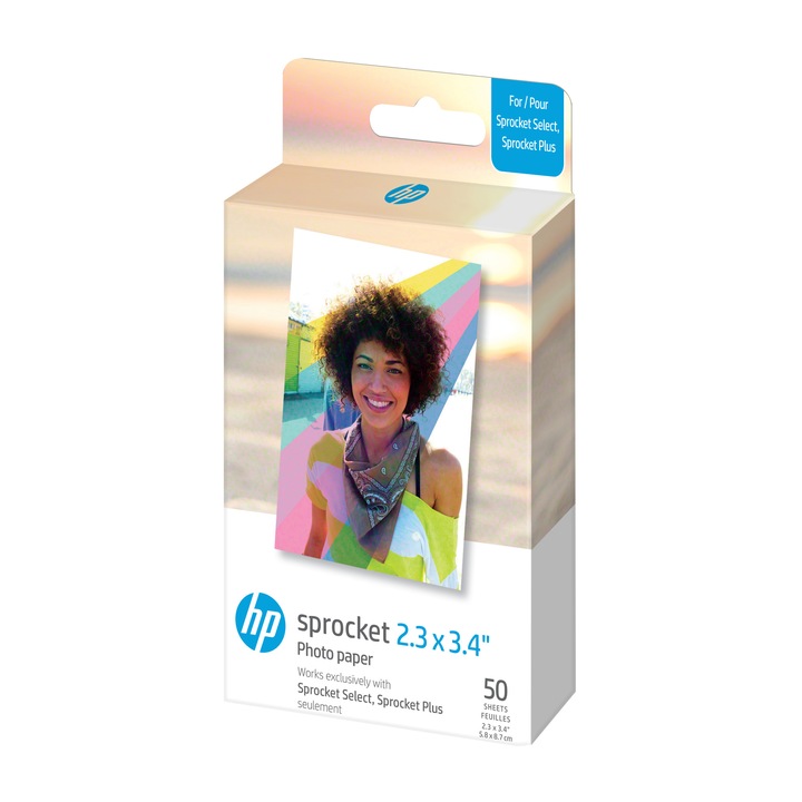 Pachet Hartie Foto HP ZINK 2.3x3.4 inch, 50 buc, pentru HP Sprocket Select si Sprocket Plus