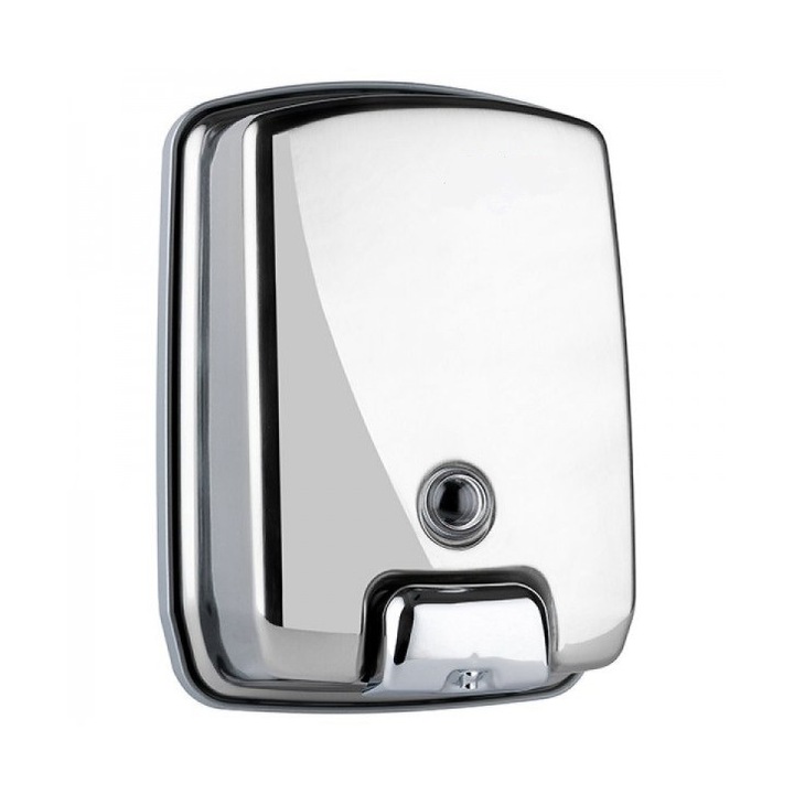 Dozator manual DacEnergy©, fabricat din inox, de sapun lichid, se reumple, 1000 ml, argintiu lucios