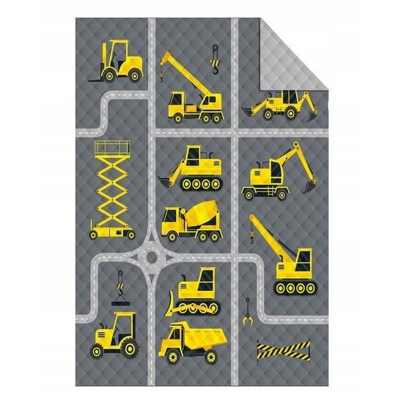 Cuvertura de Pat decorativa Detexpol, model masini de constructie, 170x210, Multicolora
