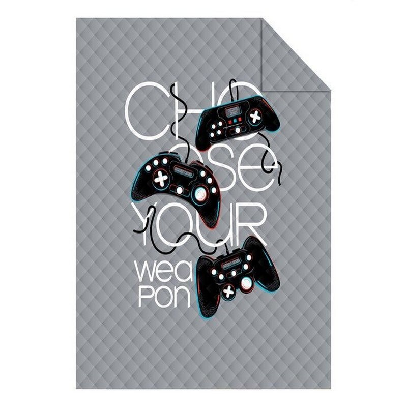 Cuvertura de Pat decorativa Detexpol, model Gamer gri, 170x210
