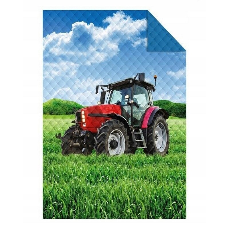 Cuvertura de Pat decorativa Detexpol, model tractor, 170x210, Multicolora